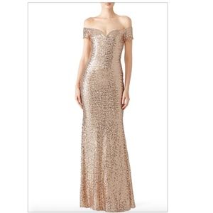 Badgley Mischka Gold Blush Sequin Gown